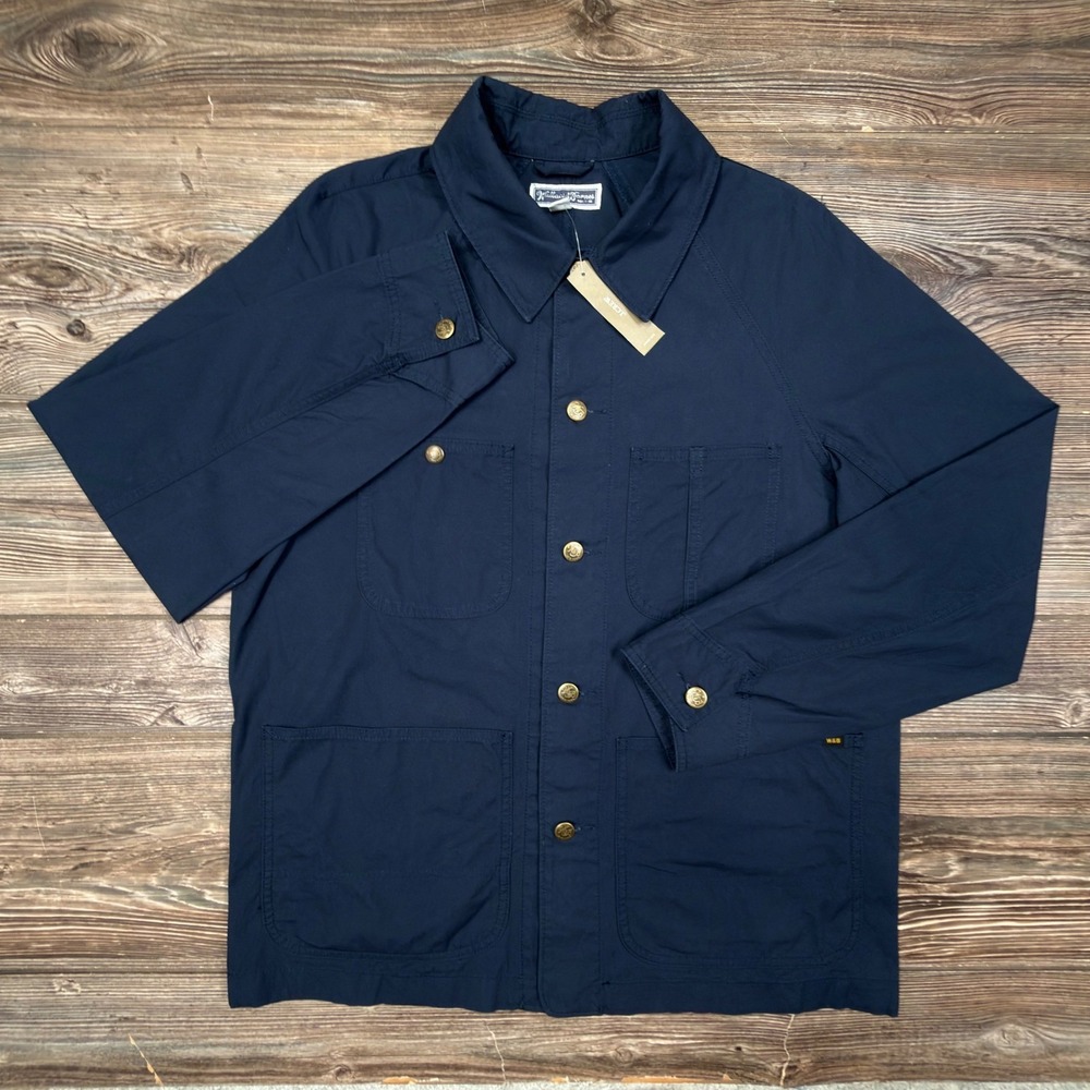 Wallace & Barnes Mens MEDIUM Chore Jacket Navy Cotton Canvas Utility NWT CR124